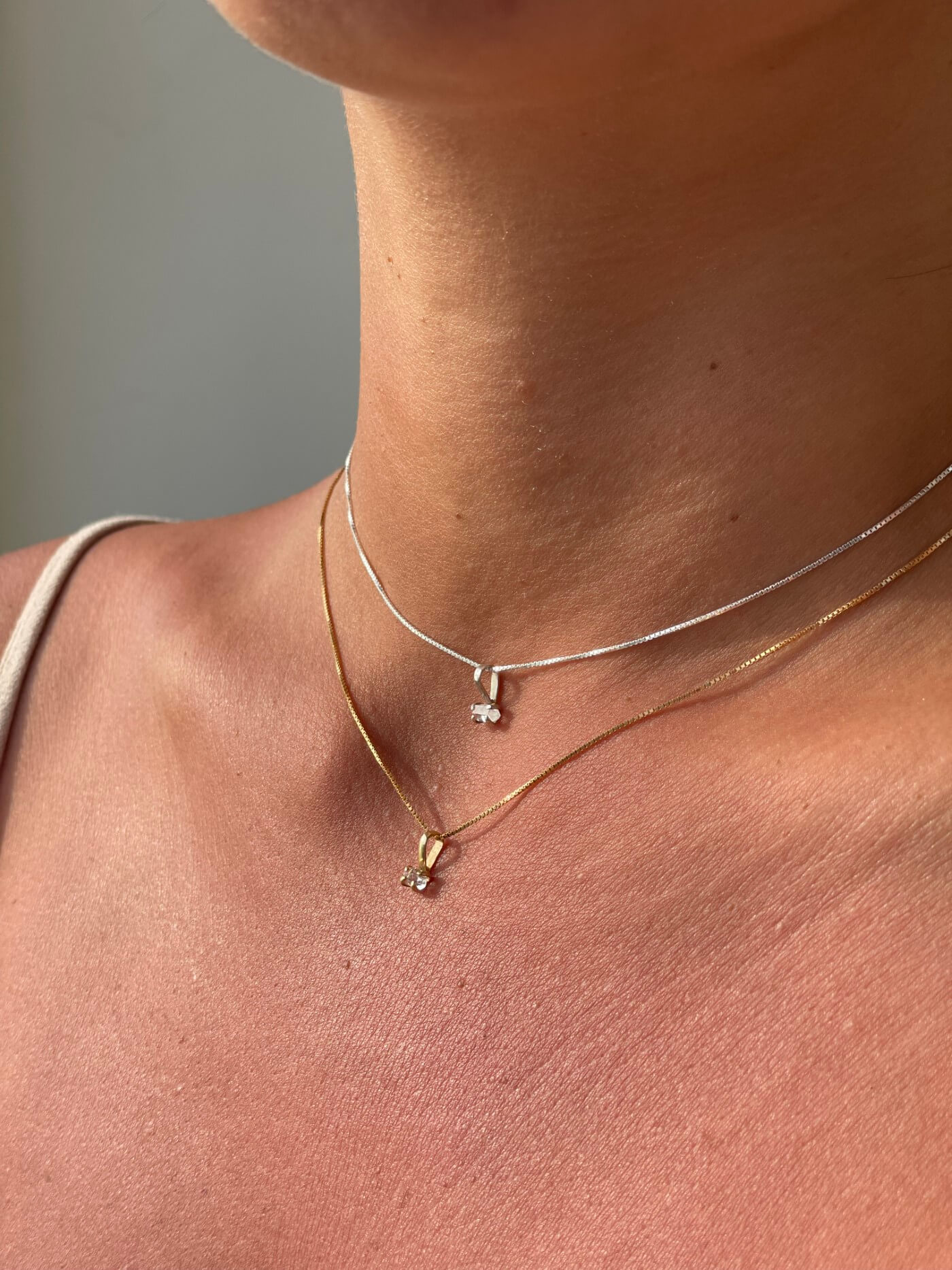 Collar Amulet 4mm Diamante Herkimer