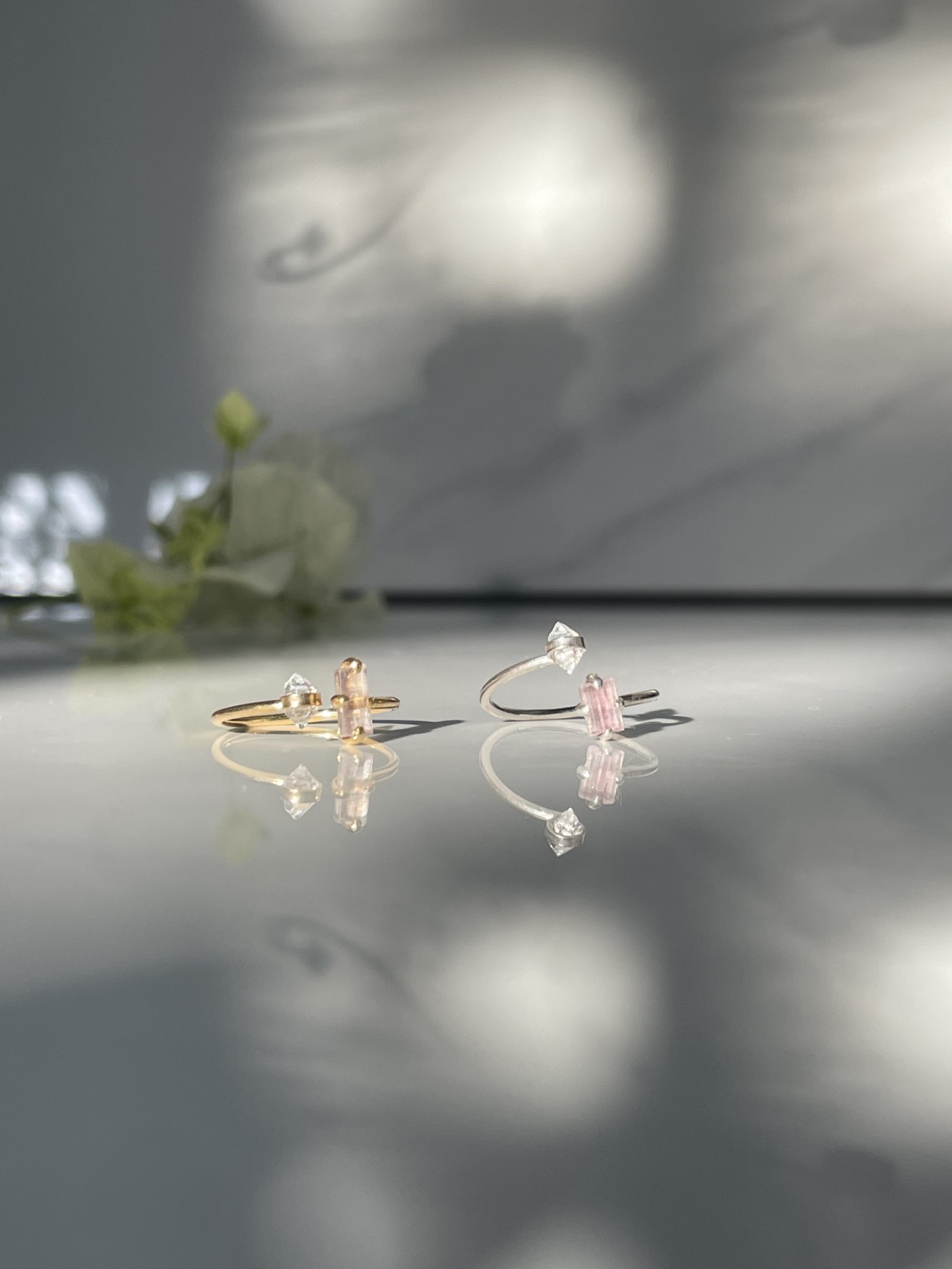 Anillo Gemelo Turmalina Rosada