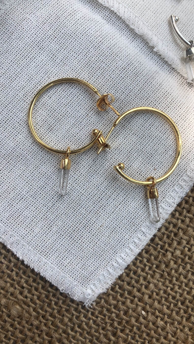 Arete Crystal Hoops 2cm Baño Oro